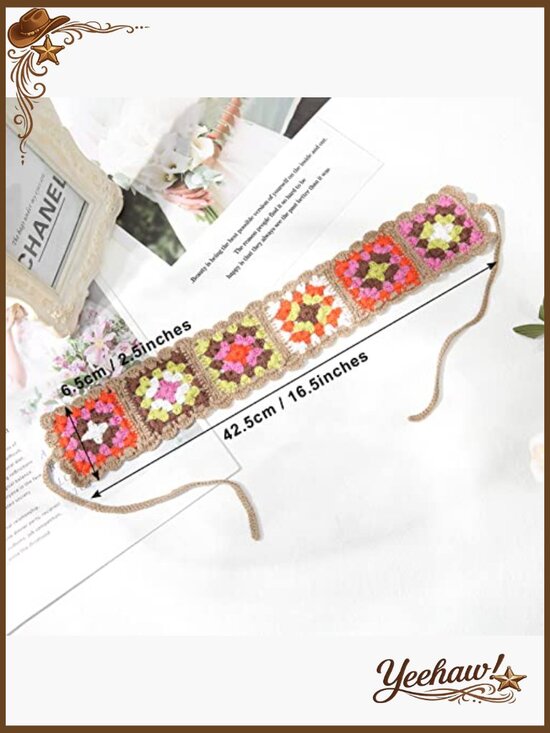 3 Crochet Headbands Elastic Bohemian Knit Hair Wrap main image 6
